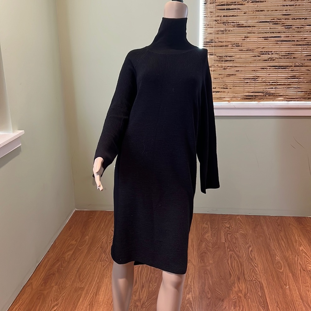 Oak + Fort Black Turtleneck Sweater Dress Made Of Acrylic And Wool Size M